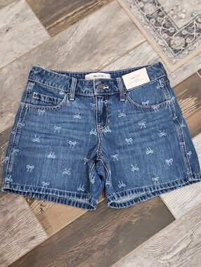 Hollister Blue Denim Shorts with Bow Print